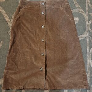 Lands' End Tan Corduroy A-Line Skirt
